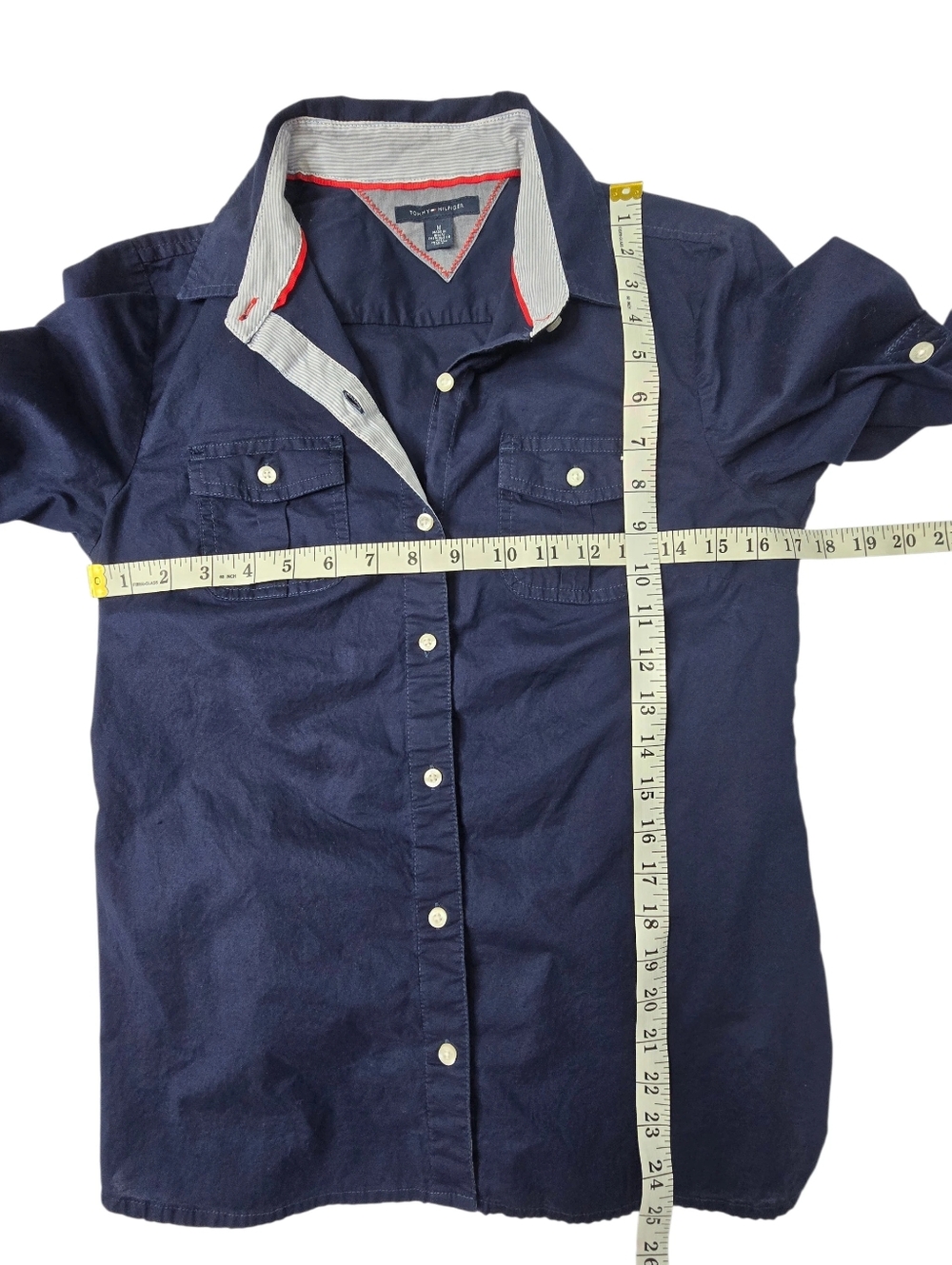 Tommy Hilfiger dark blue two-pocket button-up shirt - Picture 3 of 5